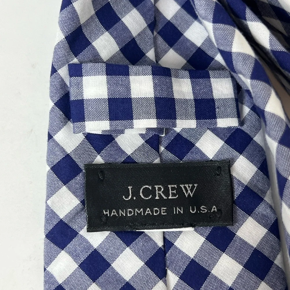J. Crew Navy Gingham Slim Checkered Summer Spring Casual Tie